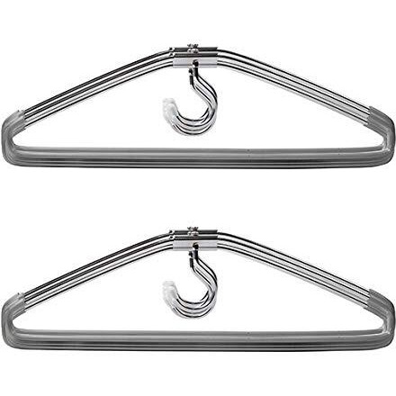 Amarshri Folding Hangers, Steel Chrome Plated Hangers For Clothes, Saree Hangers Pack Of 24 Ii Rustproof Saree And Pants Hangers, Shirt Hanger, Mild Steel Rotating Hangers, Pack Of 24.
