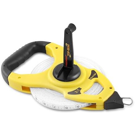 Freemans Top Gear Fibreglass Open Reel Tape -50M/165Ft With Unbreakable Abs Case || Protruding Marker || Geared Mechanism - 3X Faster Winding And Soft Grip Pvc Handle