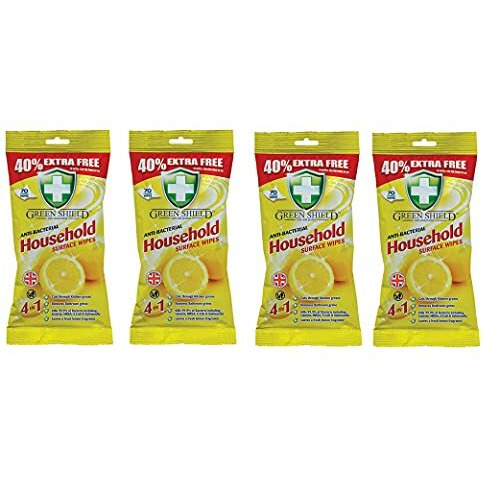 Greenshield Anti Bacterial Household Surface Wipes 70's - Pack Of 4