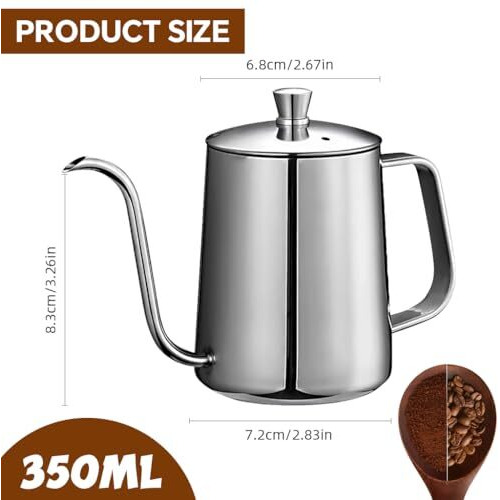 Supvox Pour Over Coffee Gooseneck Water Kettle With Lid 350Ml Stainless Steel Coffee Pot Gooseneck Kettle Hand Drip Kettle Pour Over Coffee
