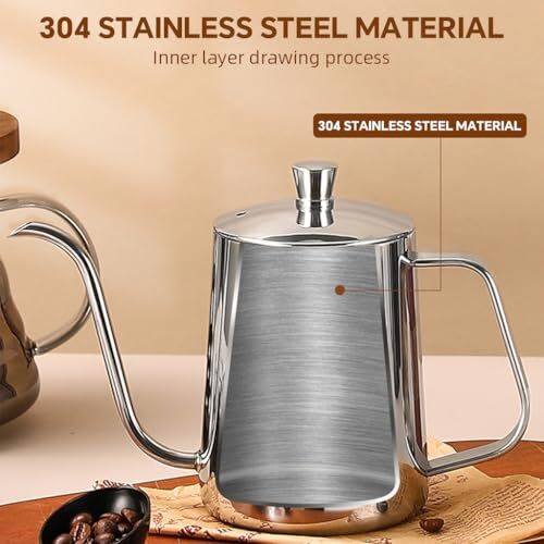 Supvox Pour Over Coffee Gooseneck Water Kettle With Lid 350Ml Stainless Steel Coffee Pot Gooseneck Kettle Hand Drip Kettle Pour Over Coffee