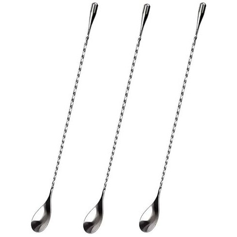Hazel Stainless Steel Bar Spoon | Teardrop Twisted Design Bar Stirrer, Set Of 3