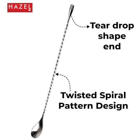 Hazel Stainless Steel Bar Spoon | Teardrop Twisted Design Bar Stirrer, Set Of 3
