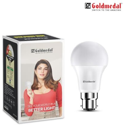 Goldmedal Wow 9W B22 Base Led Bulb - Cool Daylight (6500K) | Energy Efficient | 230 Degree Light Coverage | Surge Protection Up To 4Kv | Rated Life 15000 Hrs | For Home & Office |Pack Of 10
