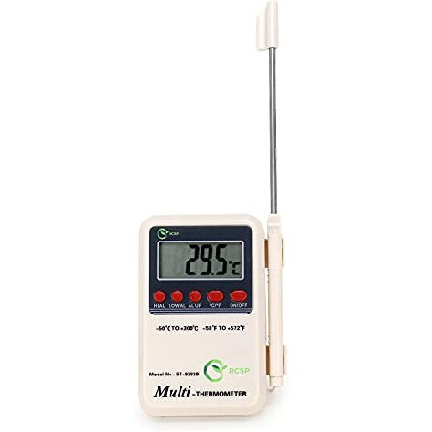Rcsp Plastic Body Digital Thermometer With On/Off Temperature Alarm Function | Portable Multistem Thermometer With Display Lcd & External Sensing Probe, Accurate Multi Temperature Meter