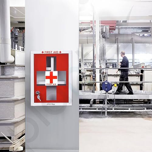 Plantex Metal Emergency First Aid Box For Home/Medical Box For Medicine Storage With Multi Compartments For School, Office - With Lock (Red & White) Big Size, Wall Mount