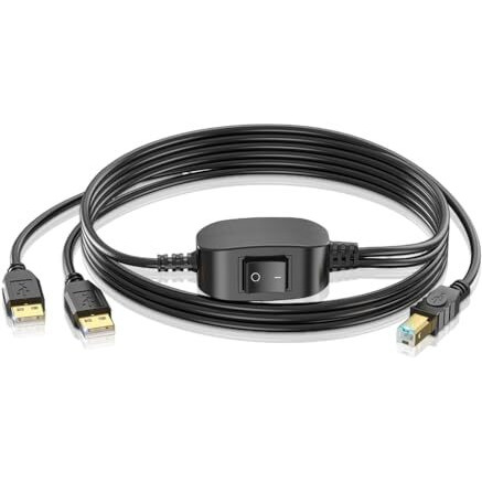 Verilux 5Ft Printer Cable With Switcher, Dual Usb To Usb-B Printer Cable For Two Computers Nylon Gold Plated Printer Cable For Hp, Canon, Dell, Epson, Lexmark, Xerox, Samsung And More