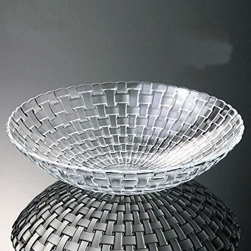 Pure Source India Glass Floral Fruit Bowl For Dining Table Decoration, Home Decor & Gifting Purpose- 1 Piece, Transparent, 10 Inch