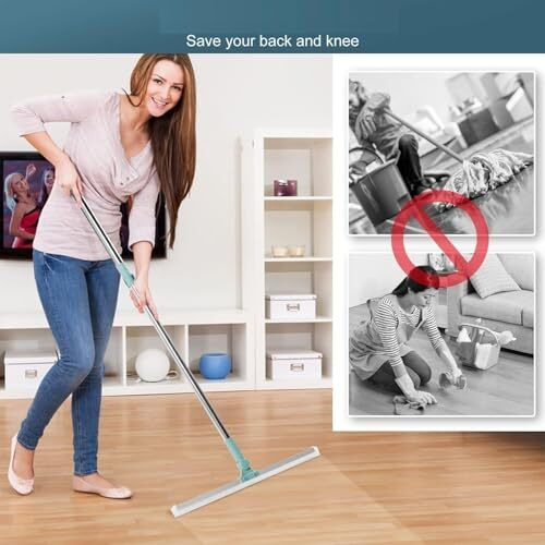 Finalize 2 In 1 Floor Cleaner Brush Multifunction Magic Broom,Silicone Floor Squeegee Broom With Long Handle,Scraping Besom For Floor Bathroom Kitchen Shower Tile Pet Hair- (1)