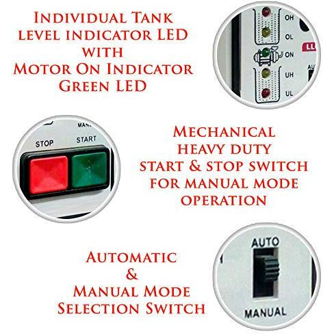 Microtail Xcellent (Fully Auto & Semi Auto) Water Level Controller Upto 1.5 H.P.  Single Phase With Sensor Level Dry Run Protection