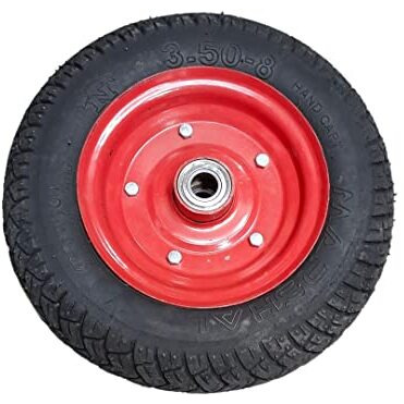 Qadar Heavy Duty Wheelbarrow Tire With Disc 3508, Bearing Size 6205, 8 Ply Rating, Durable Rubber, And Leak Proof, Ideal For Wheelbarrow And Trolley, Suitable For 25Mm Shaft/Excel (1 No)
