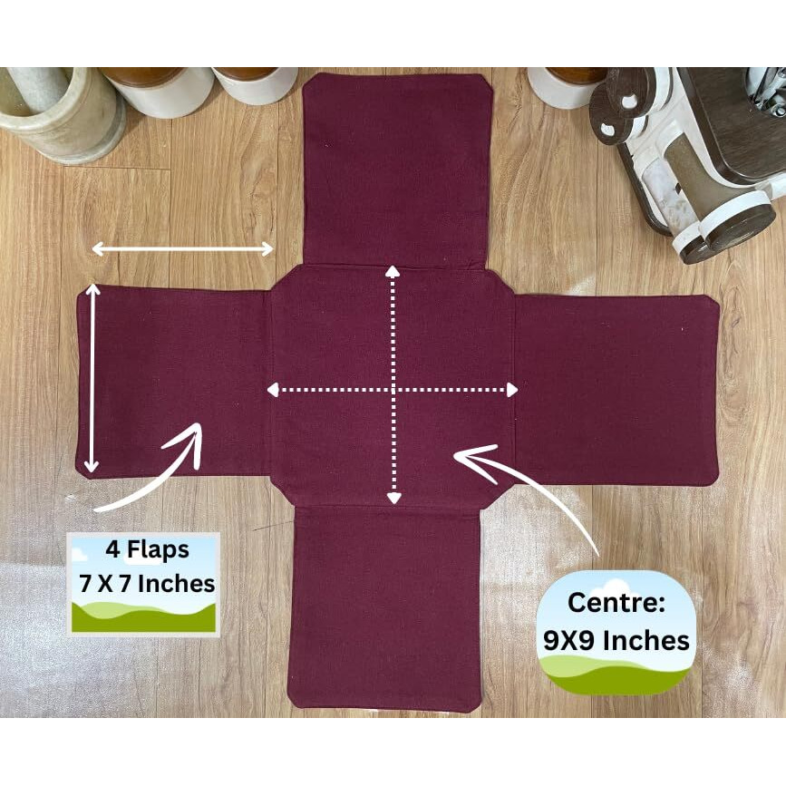 Glus Cotton Set Of 2 Double Layer Roti Clothes Wrap With Flaps Casement Cotton Cloth For Chapati For Hot Case Kitchen Chapati Cloth,Colour Maroon,Navyblue