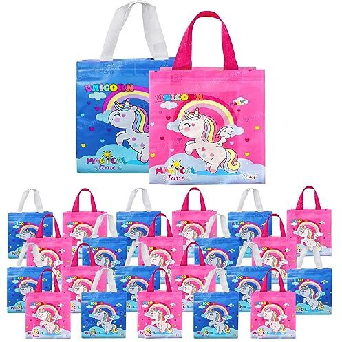 Funblast Unicorn Gifting Bags For Return Gifts - Pack Of 24 Pcs Non-Woven Carry Bags, Multi-Purpose Reusable Carry Bag, Birthday Gifting Bags, Hand Bags For Return Gifts (24)