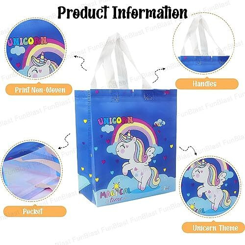 Funblast Unicorn Gifting Bags For Return Gifts - Pack Of 24 Pcs Non-Woven Carry Bags, Multi-Purpose Reusable Carry Bag, Birthday Gifting Bags, Hand Bags For Return Gifts (24)