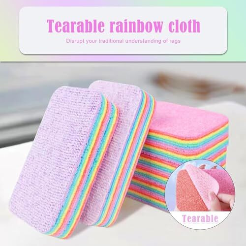 Tcco Enterprise Microfiber Zero Scratch Scrub Sponges,12-Layer Tearable Rainbow Rag, Reusable Dual Sided Dish Sponge,Rainbow Scrub Sponge, Multi-Purpose Cleaning Rag For Cars, Glass, Furniture