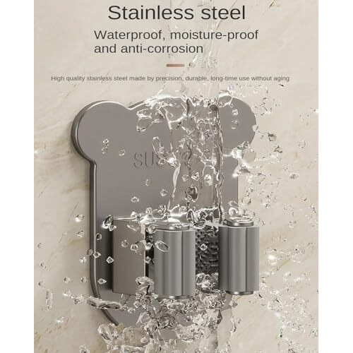 Dimore Broom Mop Holder Modern Wall Mounted Heavy Tools For Kitchen Garden Garage Or Bathroom Organization. (One Piece, Silver)