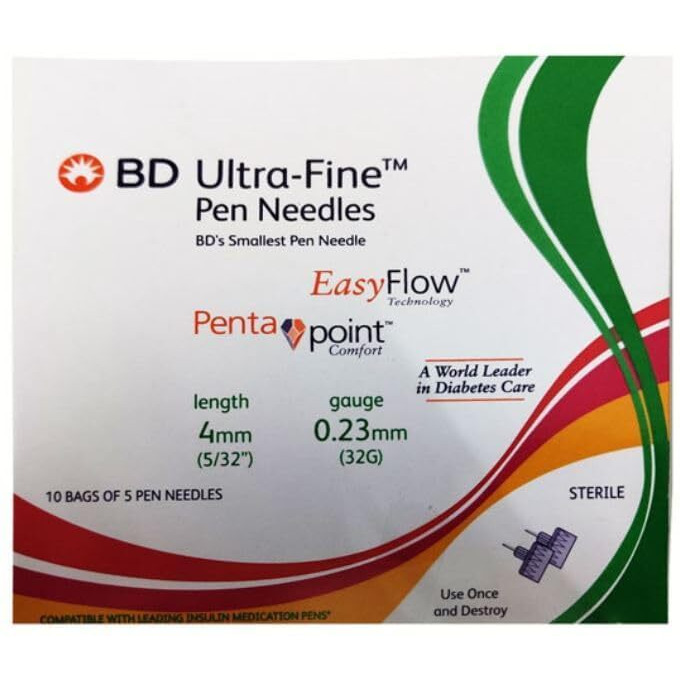 B&D Ultra-Fine Pen Needles 50 Count (32G X 4Mm) (Pack Of 2)