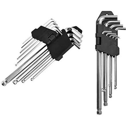 Inditrust 9 Pcs Long Allen Key Set Ball Point Chrome Vanadium Steel, Hex