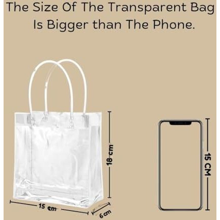 Satyam Kraft 6 Pcs Small Transparent Bag Goodie Bags With Handle Gift Bag, Carry Bags, Shopping Gift Bag, Gift For Valentine Gifting (Small)(Pack Of 6)(18 Cm H)