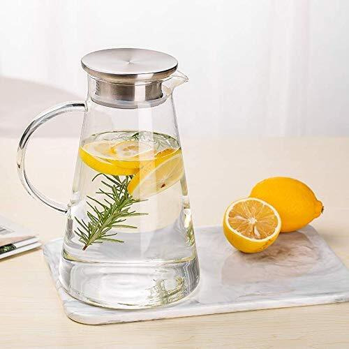 Farielyn-X Premium 1800Ml Glass Water Jug With Stainless Steel Lid&Handle|Transparent Beverage Carafe For Home,Office, Etc |Pitcher For Serve Water,Milk, Juice,Beverage,Chaas, Cocktail (Fd, 1)
