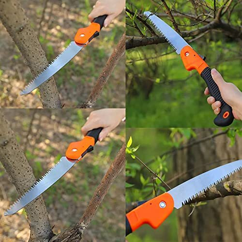 Whitecloud Transforming Homes Folding Pruner Cutter Steel Garden Hand Saw Tool For Cutting Sawing Pruning Tree Branch (A006, Multcolor) Hand Powered (Pack Of 1)