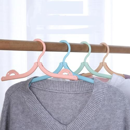 12 Pack Travel Hangers Portable Foldable Hanger Organizer, Plastic Travel Accessories Essentials Clothes Hanging Rack Folding Hangers For Traveling Camping Flying Rv Cruises Suitcase, Multi Color