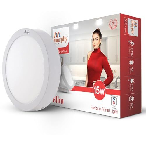 Murphy 15-Watts Slim Round Led Surface Mount Panel Light Without False Ceiling (Cool White).