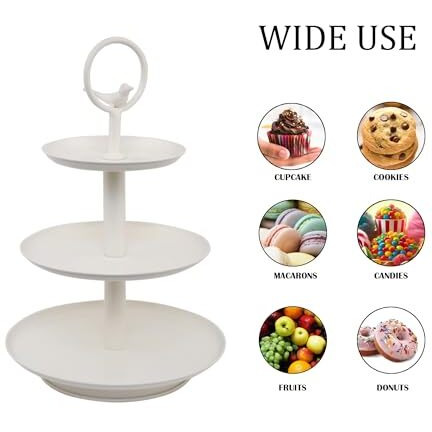 Elan 3 Tier Cake Stand (3 T Tweet Ivory, Off-White)