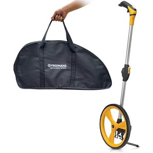 Freemans 10Km Foldable Measuring Wheel/Roadometer With High Traction Pu Tire And Soft Grip Bi-Material Handle | 30Cm/12-Inch Abs Wheel | Foldable Handle For Easy Storage And Carry Bag