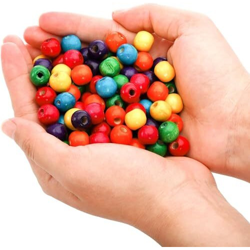 Diy Crafts 130, Multi Colored Wood Beads, Round Paint Wooden Spacer Beads With Assorted Color, Large Hole, Great For Jewelry Bracelets Necklace Earring Making (130)