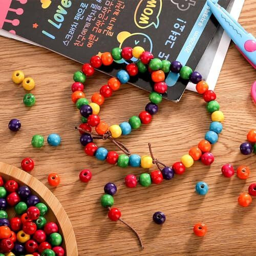 Diy Crafts 130, Multi Colored Wood Beads, Round Paint Wooden Spacer Beads With Assorted Color, Large Hole, Great For Jewelry Bracelets Necklace Earring Making (130)