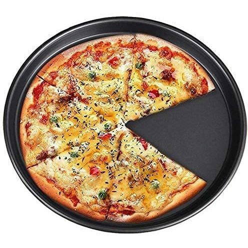 Trendytrolley 1 Pc Pizza Tray | Carbon Steel Non-Stick Bakeware | Cake Pizza Pan Baking Mould | Used In Microwave Oven, Otg | Baking Tools | Black (23Cm X 23Cm X 1.5Cm)