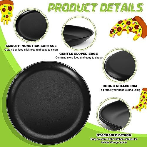 Trendytrolley 1 Pc Pizza Tray | Carbon Steel Non-Stick Bakeware | Cake Pizza Pan Baking Mould | Used In Microwave Oven, Otg | Baking Tools | Black (23Cm X 23Cm X 1.5Cm)