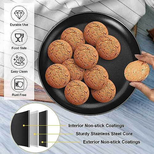 Trendytrolley 1 Pc Pizza Tray | Carbon Steel Non-Stick Bakeware | Cake Pizza Pan Baking Mould | Used In Microwave Oven, Otg | Baking Tools | Black (23Cm X 23Cm X 1.5Cm)