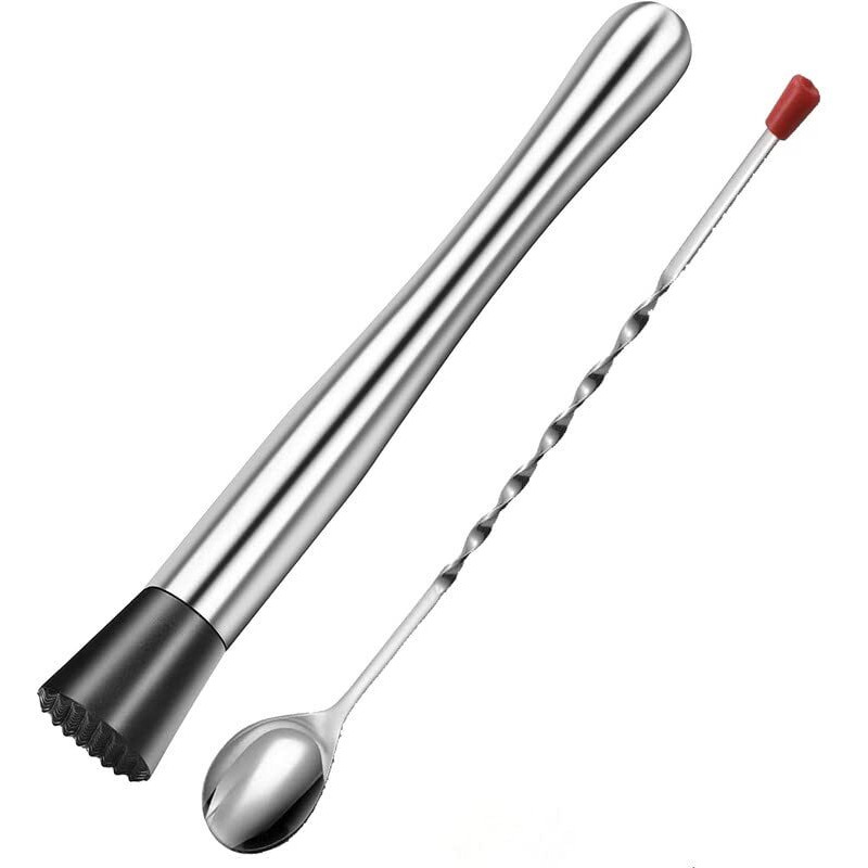 Olrada Stainless Steel Muddler And Cocktail Mixing Spoon Professional Home Bar Tool Set