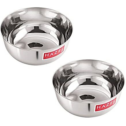 Hazel Stainless Steel Bowl Set Of 2 - Serving Bowls For Soup, Salad, Ramen, Cereal - 400 Ml Vati Set