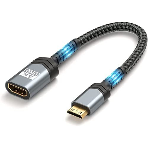 Etzin Mini Hdmi To Hdmi Adapter, Mini Hdmi Male To Hdmi Female Cable With 4K 60Hz Hdr 3D 18Gbps Dolby, For Dslr,Camcorder,Graphics Card,Raspberry Pi Zero W,Laptop,Tablet,Hdtv (Mini Hdmi)