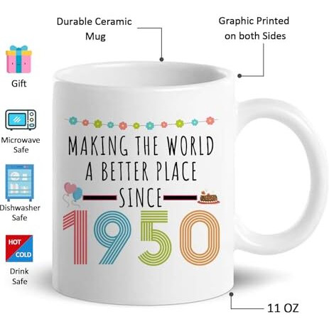 75Th Birthday Gifts For Men And Women - Funny Coffee Mug, 11 Oz - 1947 Gift Ideas For 75 Year Old