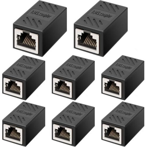 Appster 5Pcs Rj45 Ethernet Coupler Cat7, Cat6 Cat5E 8P8C Inline Lan Coupler Ethernet Extender Adapter Extension Jointer Extending The Ethernet Cables - Female To Female Connector (Pack Of 5Pcs)