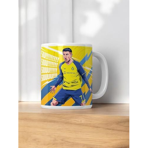 Since 7 Store Ceramic Cristiano Ronaldo Giftbox Includes Mug, Double Sided Keychain, Key-Tag - Gift For Cr7 Fans - The Ultimate Fan Collection, 350Ml, Multicolor