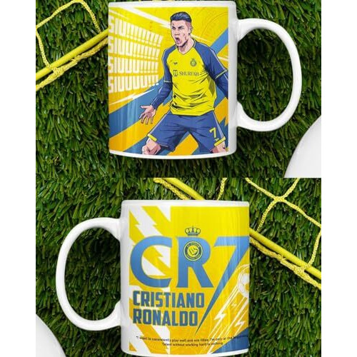 Since 7 Store Ceramic Cristiano Ronaldo Giftbox Includes Mug, Double Sided Keychain, Key-Tag - Gift For Cr7 Fans - The Ultimate Fan Collection, 350Ml, Multicolor