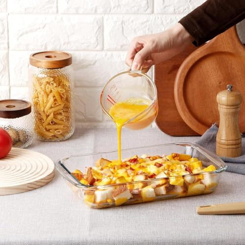 Shopiable Store Borosilicate Baking Dish Rectangular Serving Tray Bowl Set Of 3, 1000 Ml,1600 Ml, 2200 Ml (Transparent)
