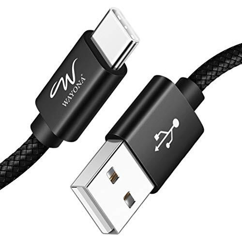 Wayona Usb C Cable 65W Nylon Braided Type C Fast Charging Charger Lead Compatible With Samsung Galaxy A71 A51 A40 A20E, M31, S10+ S10 S9+ S9 S8+ S8 S20+ (1M, Black)