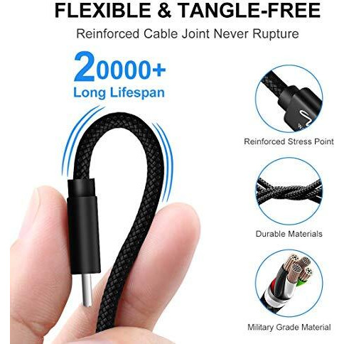 Wayona Usb C Cable 65W Nylon Braided Type C Fast Charging Charger Lead Compatible With Samsung Galaxy A71 A51 A40 A20E, M31, S10+ S10 S9+ S9 S8+ S8 S20+ (1M, Black)