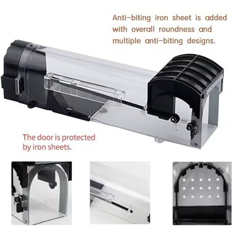 Hian Clear Plastic Rat Cage Trap | Pack Of 1, Black,(31.5 X 7.8 X 7.5 Cm) | Transparent, Durable Abs Plastic, Non-Toxic | Humane, Reusable Rodent Control | Ideal For Homes, Offices, Shops, And Godowns