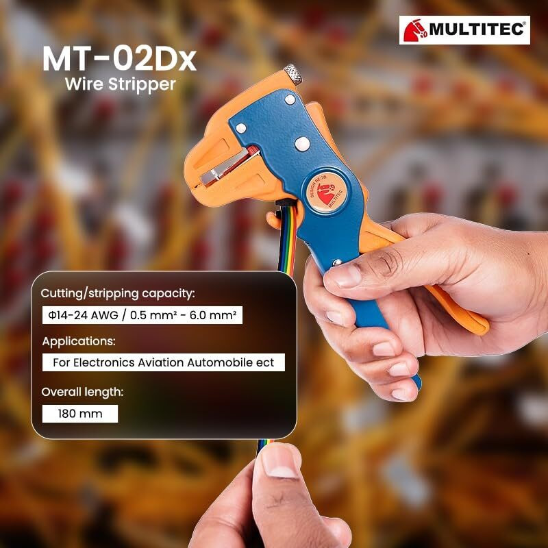 Multitec Mt-02 Dx  Multifunction Copper Wire Stripper And Cutter | Ergonomic Grip | Strips 0.5Mm - 6Mm Solid Copper Wires | Electrical Maintenance Tool | Smooth Operation | Lightweight  400G