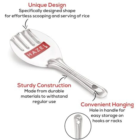 Hazel Stainless Steel Rice Panja Paddle Scooper Spatula Server Kitchen Utensils