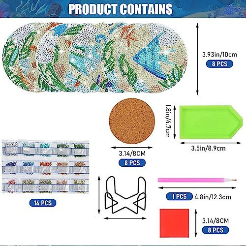 Hasthip 8 Pcs Diamond Painting Coasters Kits,Exquisite Diamond Painting Coasters With Holder,Diy Art And Crafts For Adults Kids Style B Acrylic