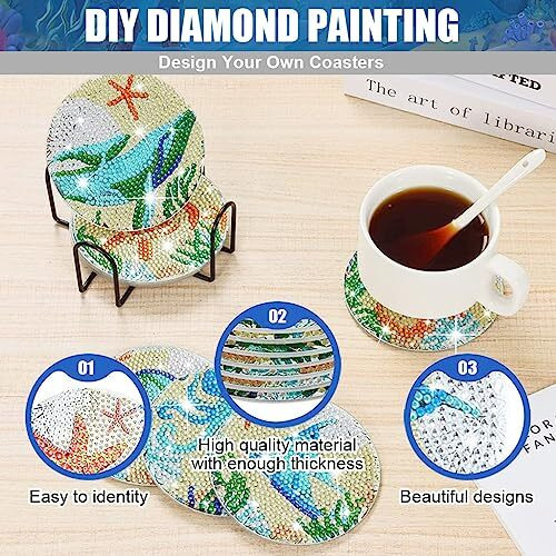 Hasthip 8 Pcs Diamond Painting Coasters Kits,Exquisite Diamond Painting Coasters With Holder,Diy Art And Crafts For Adults Kids Style B Acrylic