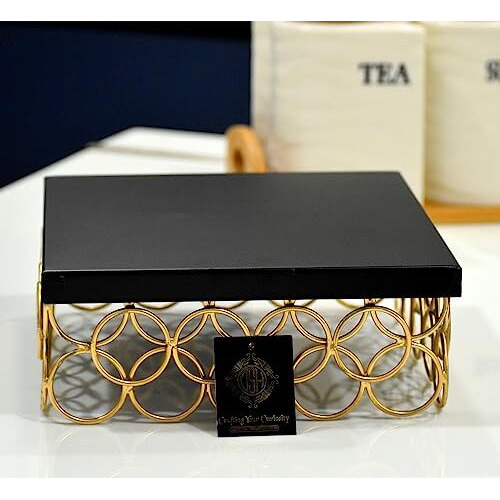 Dsh Metal Cake Stand Cake Cutting Display Stand Multipurpose For Birthday And Wedding Party Used. (Large, Black, Square)